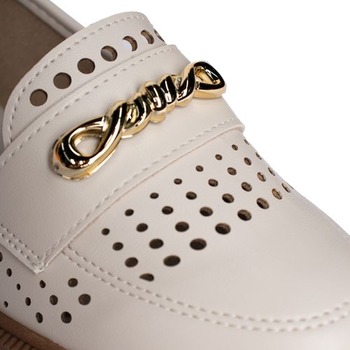 Mocassim Feminino Beira Rio Napa Vazado Off White