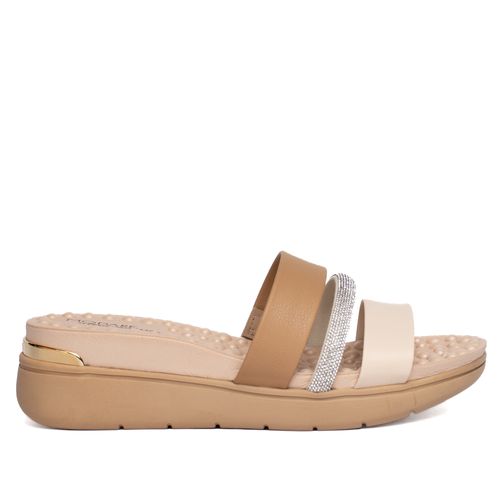 Tamanco Feminino Modare Anabela com Strass Bege