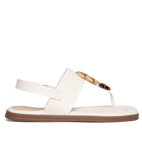 Sandália Rasteira Feminina Modare com Pedraria Off White