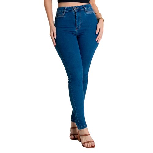Calça Jeans Feminina Sawary Plush Up Modelagem Ajustada Azul