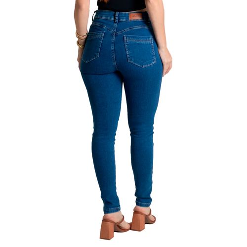 Calça Jeans Feminina Sawary Plush Up Modelagem Ajustada Azul