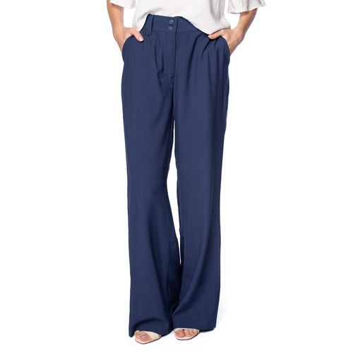 Calça Feminina The Style Box Pantalona Cintura Alta Marinho