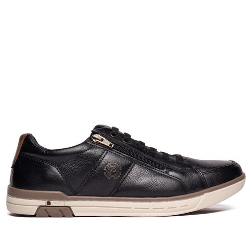 Sapatênis Masculino Pegada Couro Calce Fácil Preto/Marrom