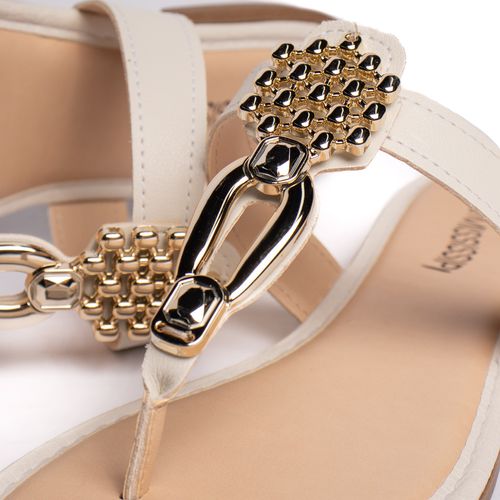 Rasteira Feminina Mississipi Napa Croco Branco/Bege