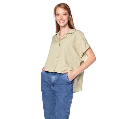 Camisa Feminina Rovitex Manga Curta Libélula Verde Claro