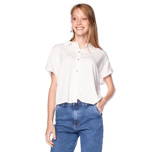 Camisa Feminina Rovitex Manga Curta Libélula Branco