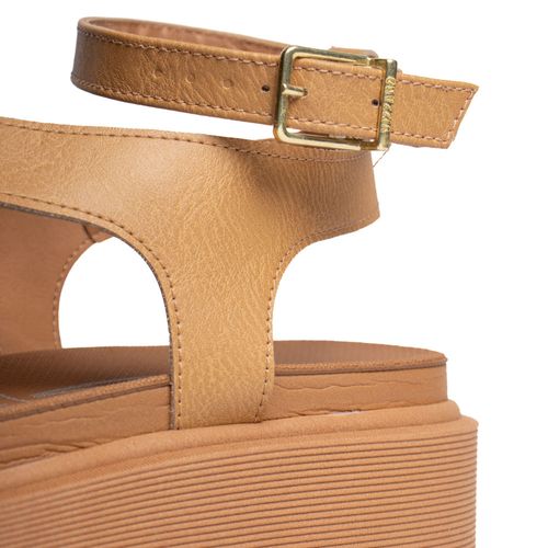 Sandália Feminina Vizzano Flatform Tira Dedo Caramelo