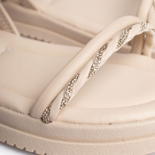 Sandália Feminina Mississipi Flatform Napa Strass Bege