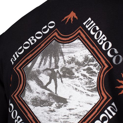 Camiseta Masculina Nicoboco Surf Logo Estampado Preto/Branco