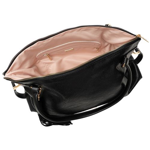 Bolsa Feminina Rafitthy Texturizada Tiracolo Média Preta