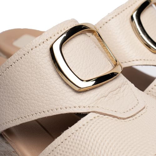 Tamanco Feminino Pegada Anabela Couro Burnished Off White