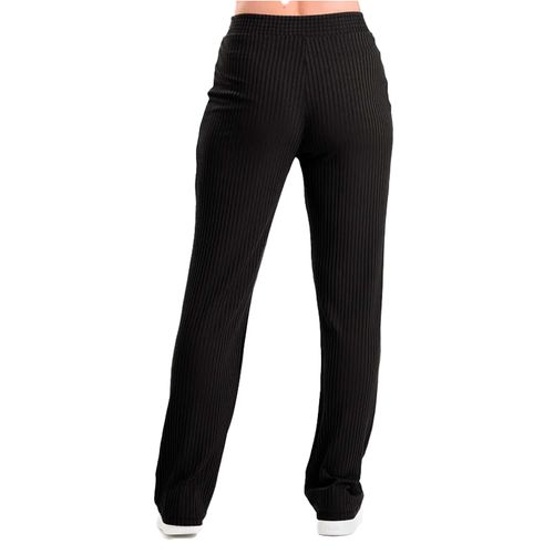 Calça Feminina Cativa Pantalona Canelada Texturizada Preto