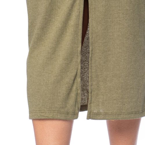 Saia Feminina Habana Canelada Midi Verde