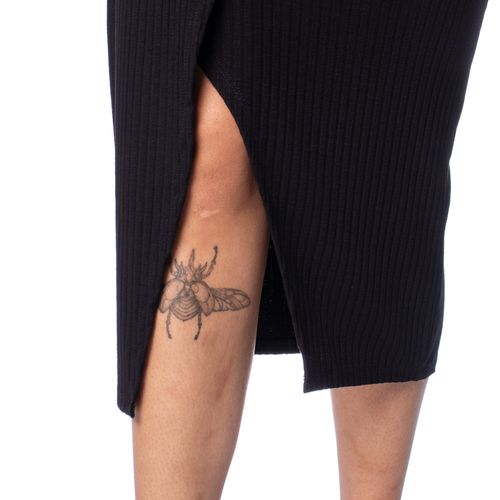 Saia Feminina Habana Canelada Midi Preto