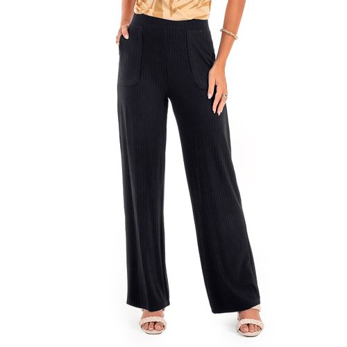 Calça Feminina Habana Pantalona Canelada Preto