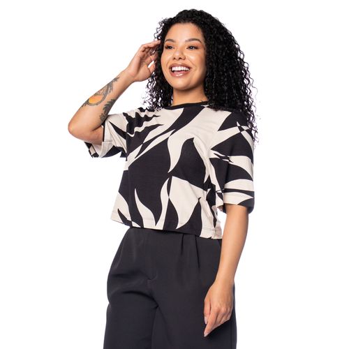 Blusa Feminina Endless Ampla Estampada Preto/bege