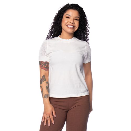 Blusa Feminina Biamar Algodão Manga Vazada Branco