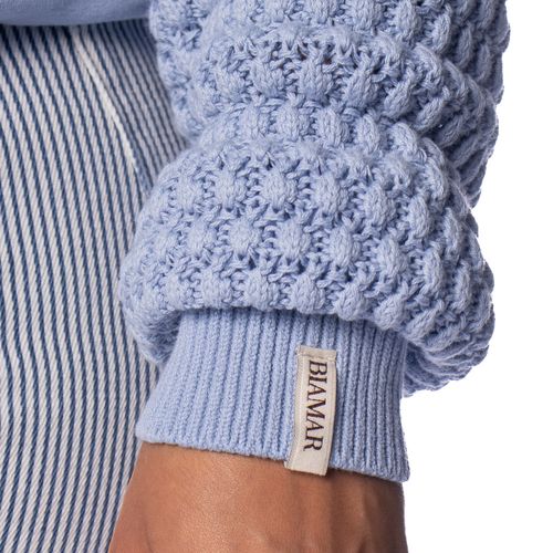 Blusa Feminina Biamar Algodão Pontos Vazados Azul