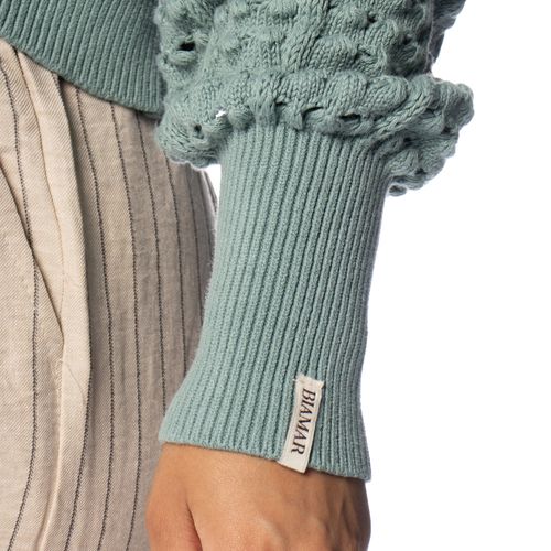 Casaco Feminino Biamar Algodão Pontos Vazados Verde