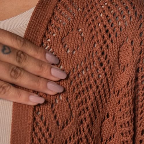 Casaco Feminino Biamar Algodão Trama Vazado Marrom