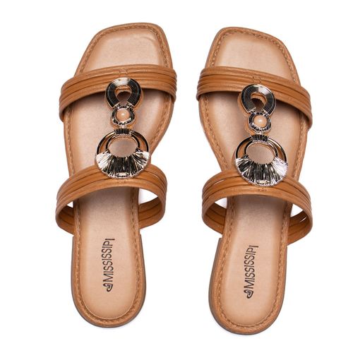 Rasteira Feminina Mississipi Metalizada Caramelo