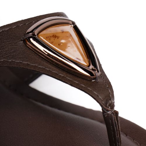 Chinelo Feminino Mississipi Pedraria Napa Marrom Escuro