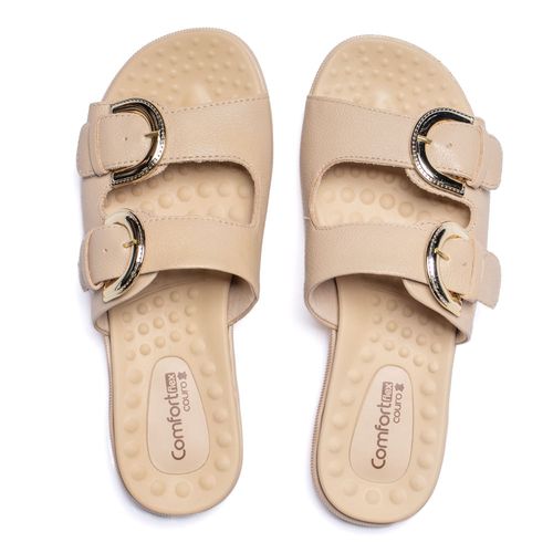 Chinelo Feminino Comfortflex  Napa com Fivelas Nude