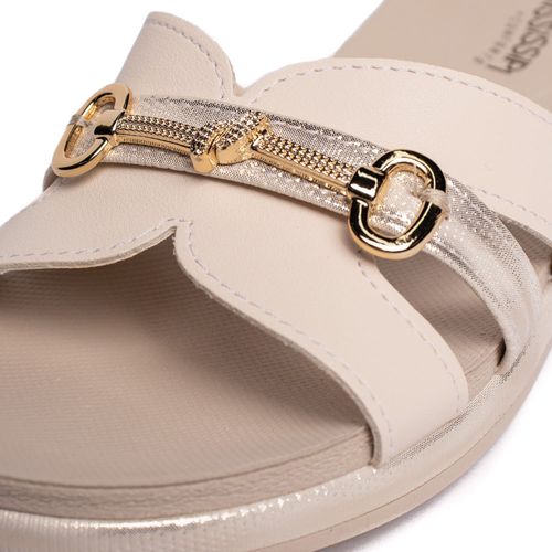 Chinelo Slide Feminino Mississipi Flatform Glitter Bege