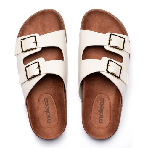 Chinelo Feminino Moleca Napa Fivelas Off White