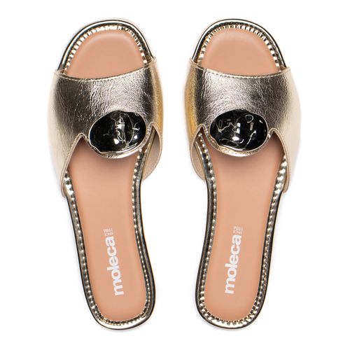 Rasteira Feminina Moleca Metalizada com Enfeite Dourado