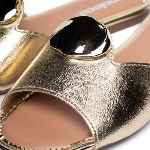 Rasteira Feminina Moleca Metalizada com Enfeite Dourado