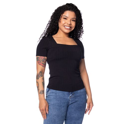 Blusa Feminina Cativa Decote Reto Preto