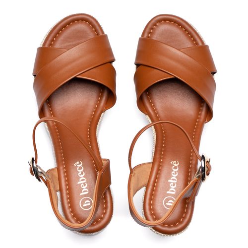 Sandália Feminina Bebecê Meia Pata Tiras Largas Marrom
