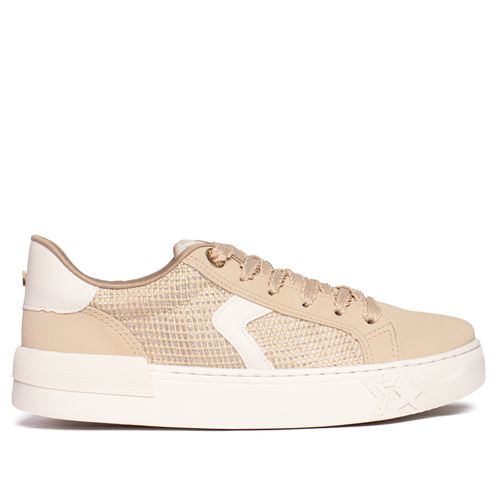 Tênis Feminino Via Marte Flat Bege Off White/Dourado