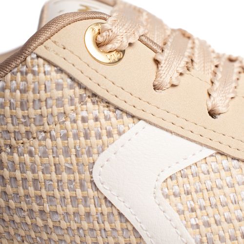 Tênis Feminino Via Marte Flat Bege Off White/Dourado