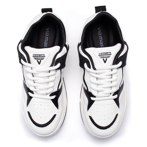 Tênis Feminino Via Marte Casual Solado Alto Branco/Preto