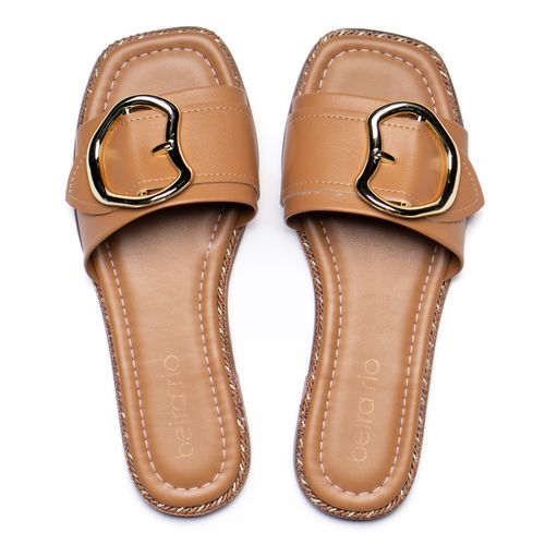 Chinelo Slide Feminino Beira Rio Napa Fivela Caramelo