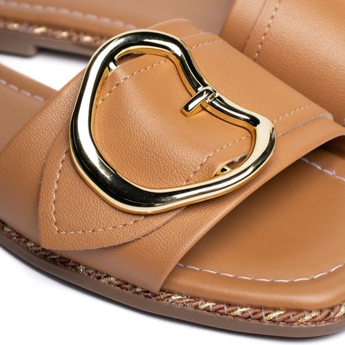 Chinelo Slide Feminino Beira Rio Napa Fivela Caramelo