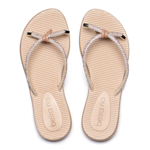 Rasteira Feminina Beira Rio Strass Nude