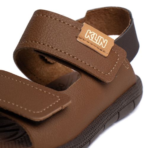 Sandália Infantil Klin Napa Tira Aderente Marrom