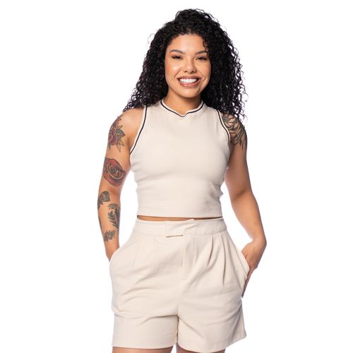 Regata Cropped Feminina Endless Lisa Bege Claro