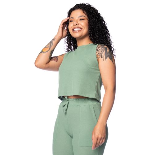 Regata Cropped Feminina Babicat Texturizada Verde