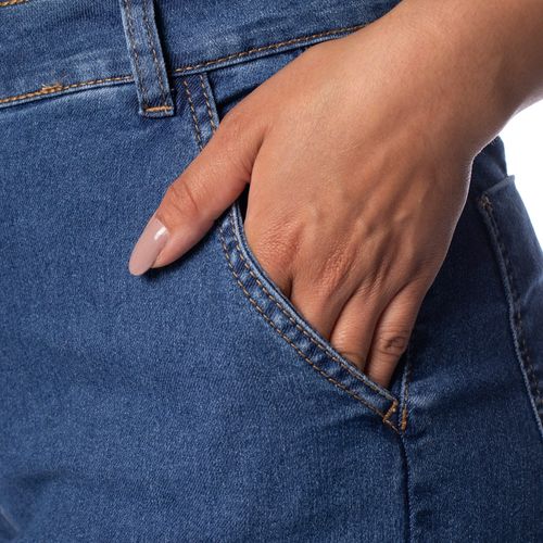 Calça Jeans Feminina Sawary Mom Cintura Alta Azul