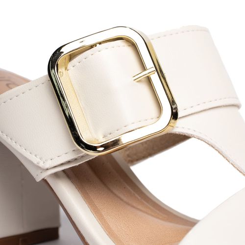 Tamanco Feminino Beira Rio Fivela Salto Bloco Off White