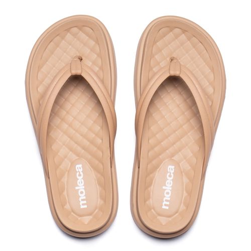 Chinelo Feminino Moleca Tira De Dedo Flatform Nude
