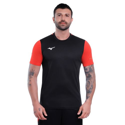 Camisa Masculina Mizuno Morelia Manga Curta Preto/Vermelho