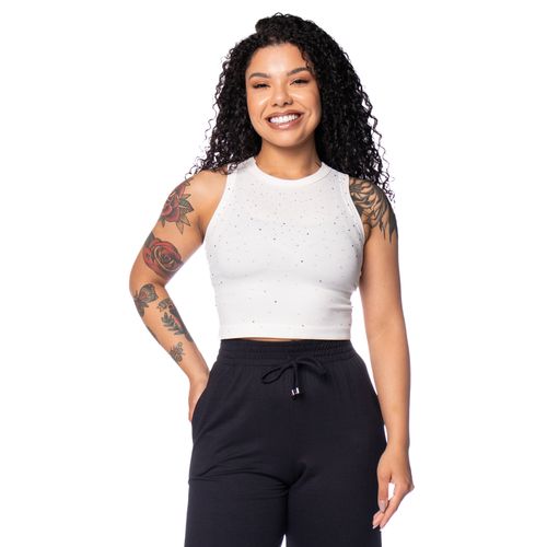 Regata Feminina The Style Box Curta Canelada Branca