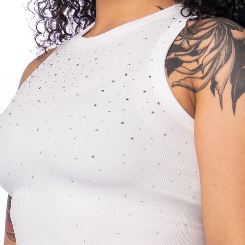 Regata Feminina The Style Box Curta Canelada Branca