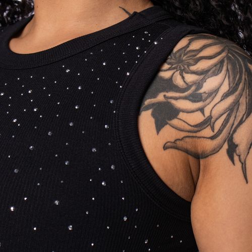 Regata Feminina The Style Box Curta Canelada Preto