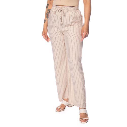 Calça Feminina Facinelli Wide Leg Cintura Alta Bege